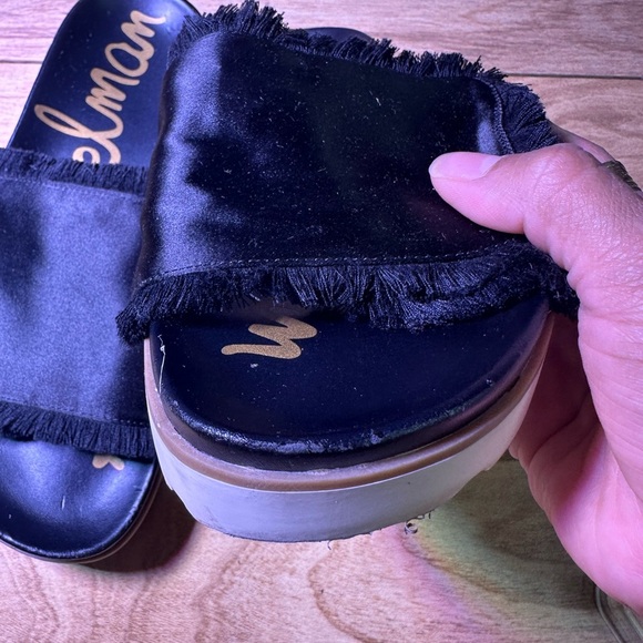 Sam Edelman Black Fringe Slide Sandals - Picture 9 of 12